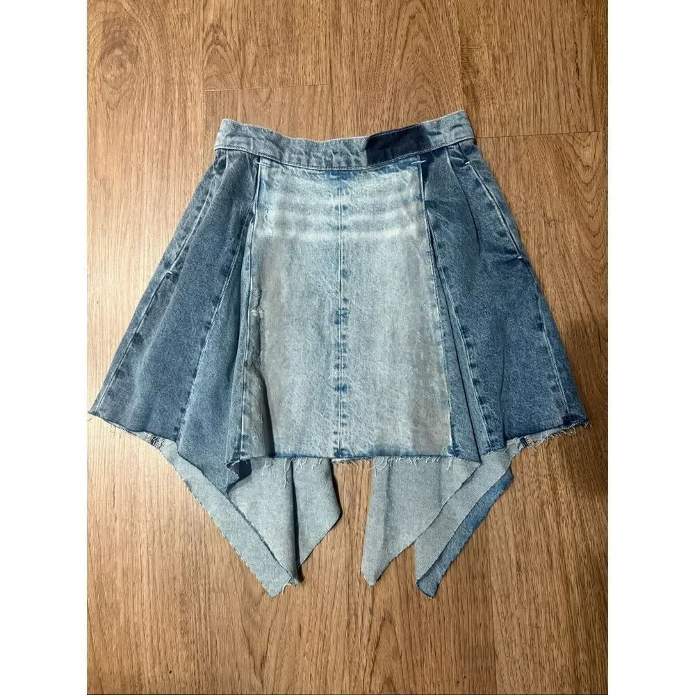 Free People - We The Free Wild River Handkerchief Skirt in Blue Denim Size 26 -S - Picture 6 of 7